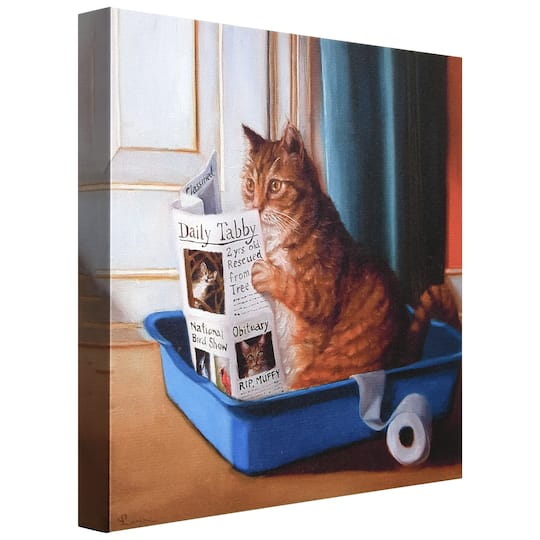 Empire Art Direct 18" x 18" Cat on a Throne Graphic Art Print on Gallery Wrapped Canvas Wall Art